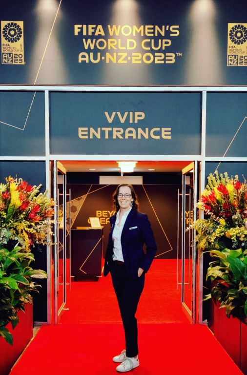 Anneli outside the stadium's VVIP lounge in Sydney